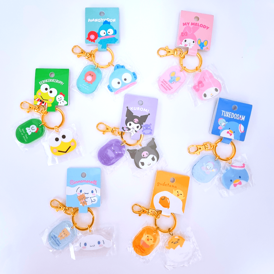 산리오 캐릭터 얼굴 마스코트 키링 키홀더 시나모롤 한교동 구데타마 턱시도샘