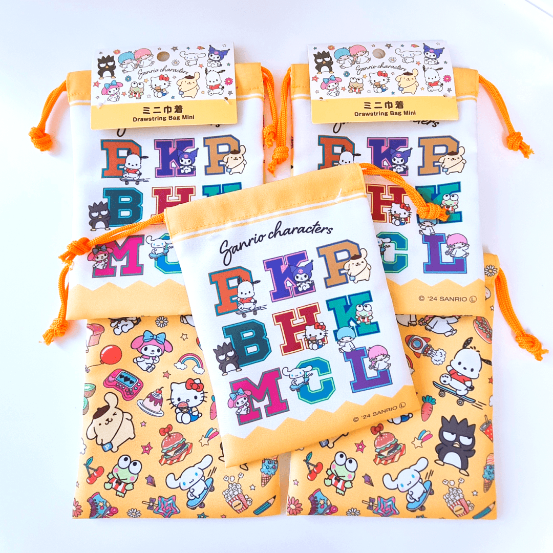 산리오 캐릭터즈 알파벳 스트링 파우치 조리개 조임끈 화장품 파우치