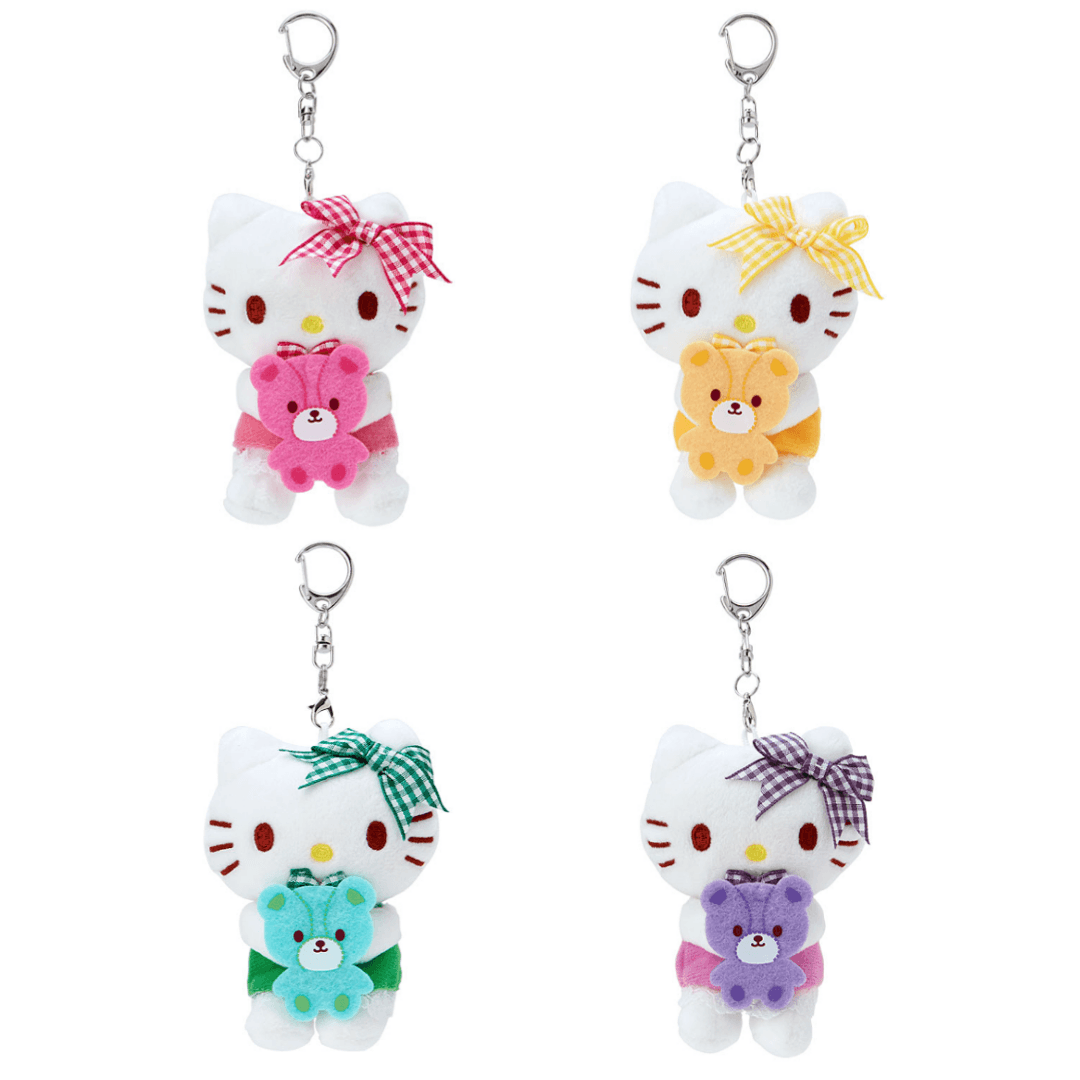 헬로키티 타이니참 인형 키링 리본 컬러 키홀더 옐로 핑크 퍼플 그린