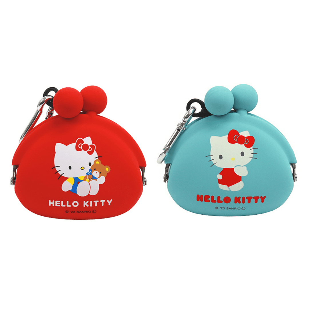 헬로키티 포치비 실리콘 동전지갑 키링 똑딱이 레드 민트 미니 파우치