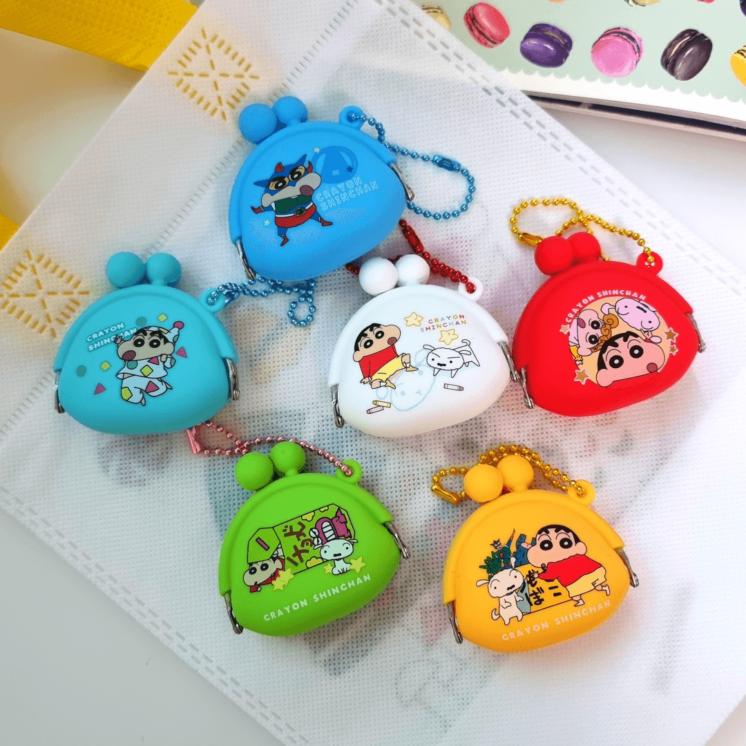 짱구 신짱 미니 가마구치 키링 실리콘 파우치 동전지갑