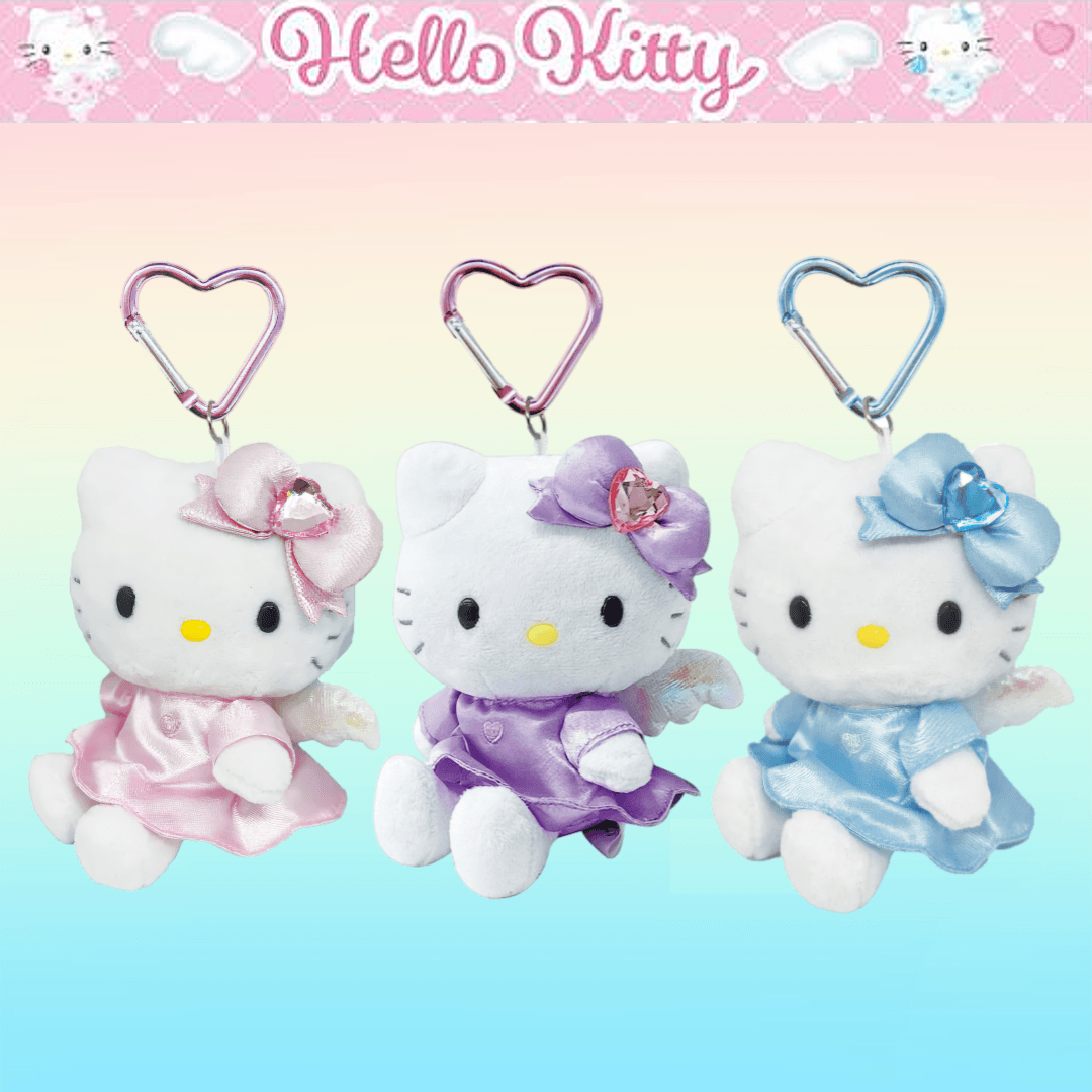산리오 헬로키티 엔젤 마스코트 인형 하트 카라비너 키링