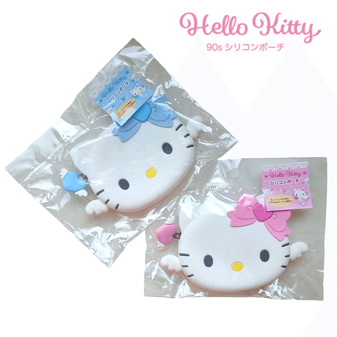 헬로키티 90s 실리콘 파우치 엔젤 핑크, 천사 블루