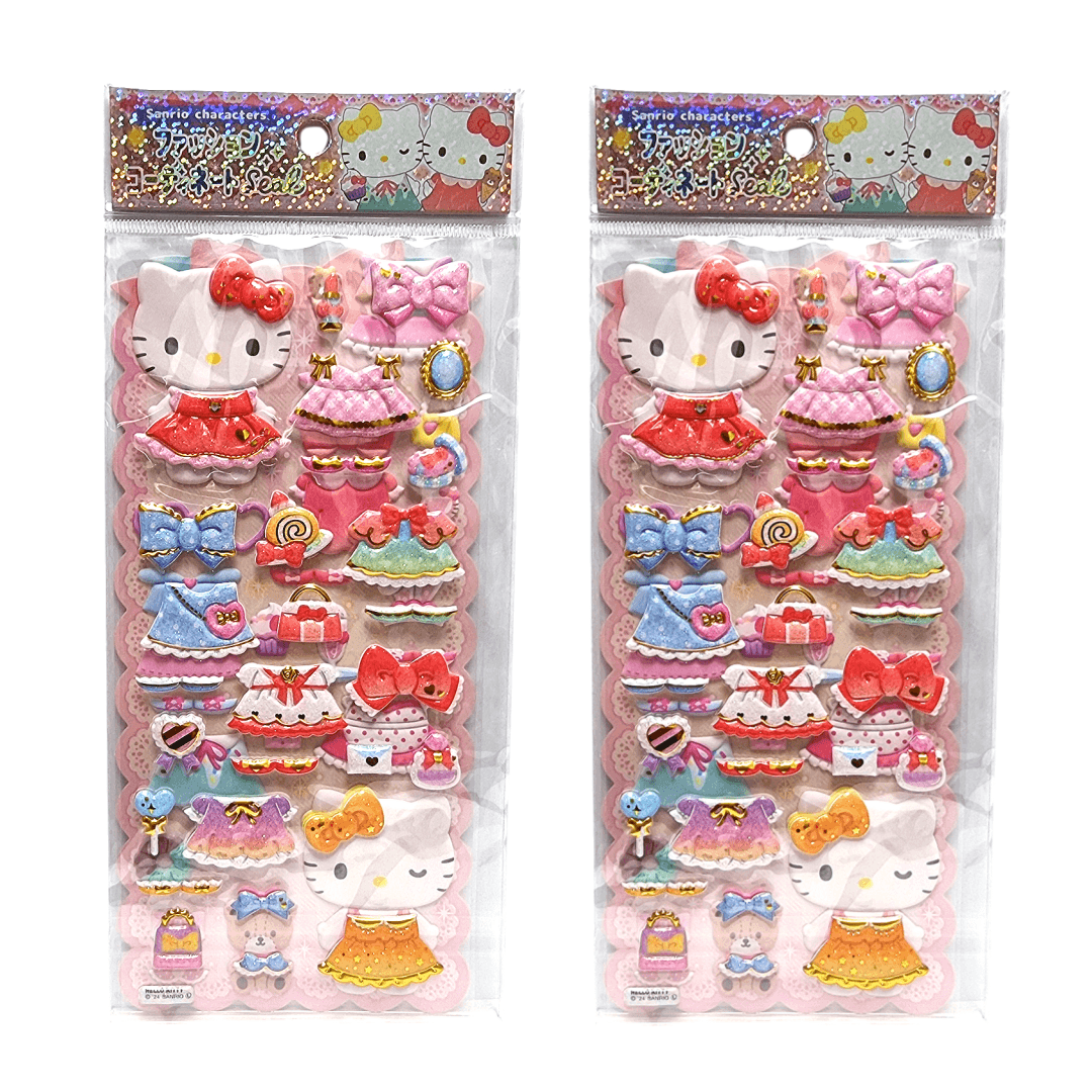 헬로키티 옷입히기 스티커 패션 코디 꾸미기 반짝이 에폭시 스티커