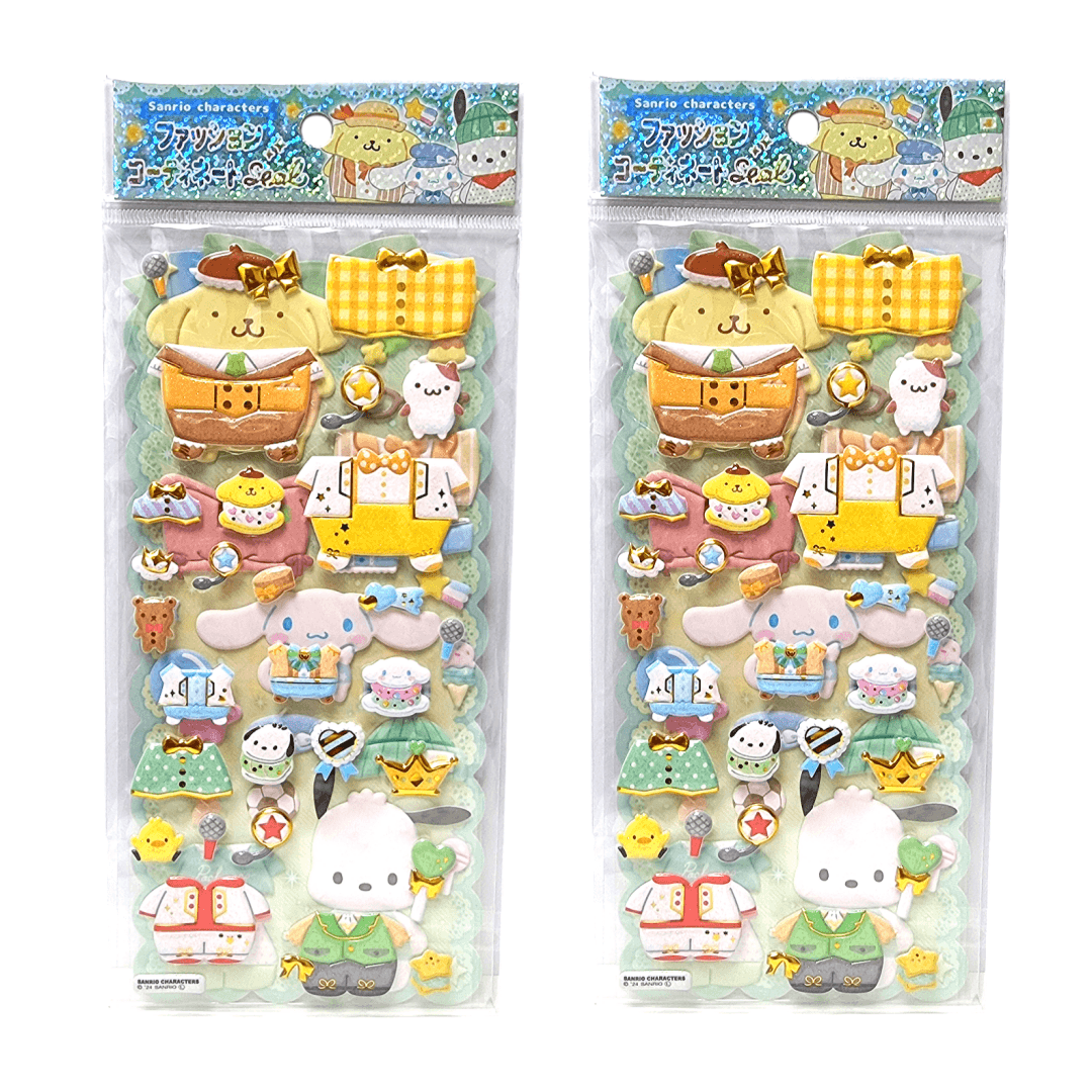 폼폼푸린 시나모롤 포차코 옷입히기 스티커 패션 코디 꾸미기 반짝이 에폭시 스티커