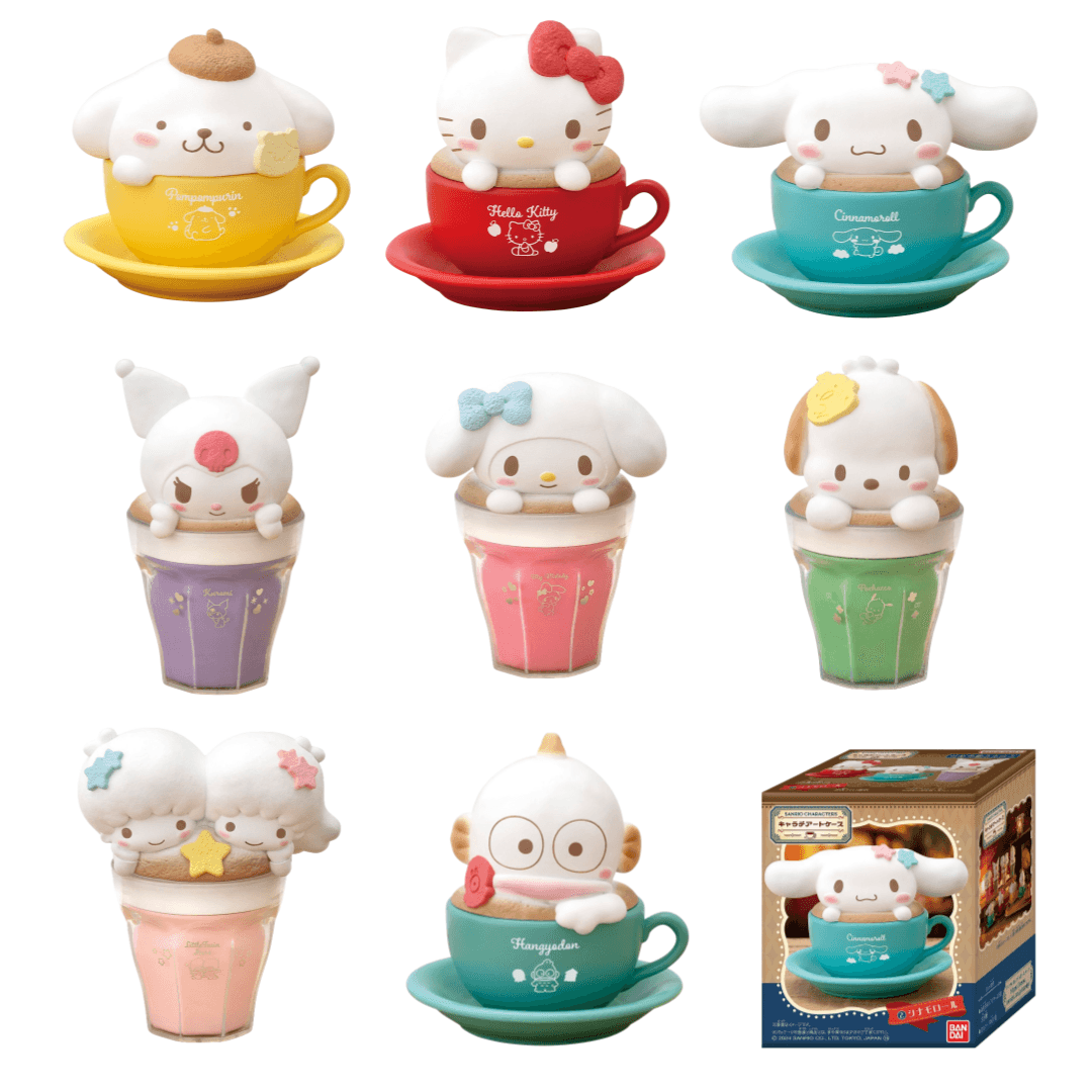 산리오 캐릭터즈 라떼아트 케이스 레트로카페 8종 굿즈 피규어