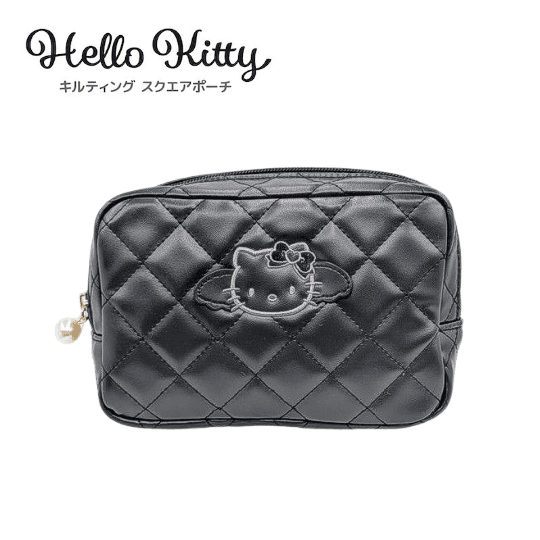 헬로키티 블랙엔젤 퀼팅 스퀘어 파우치 데일리 여행용 화장품 가방