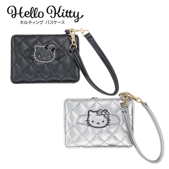 헬로키티 블랙엔젤 퀼팅 패스 케이스 카드지갑 실버